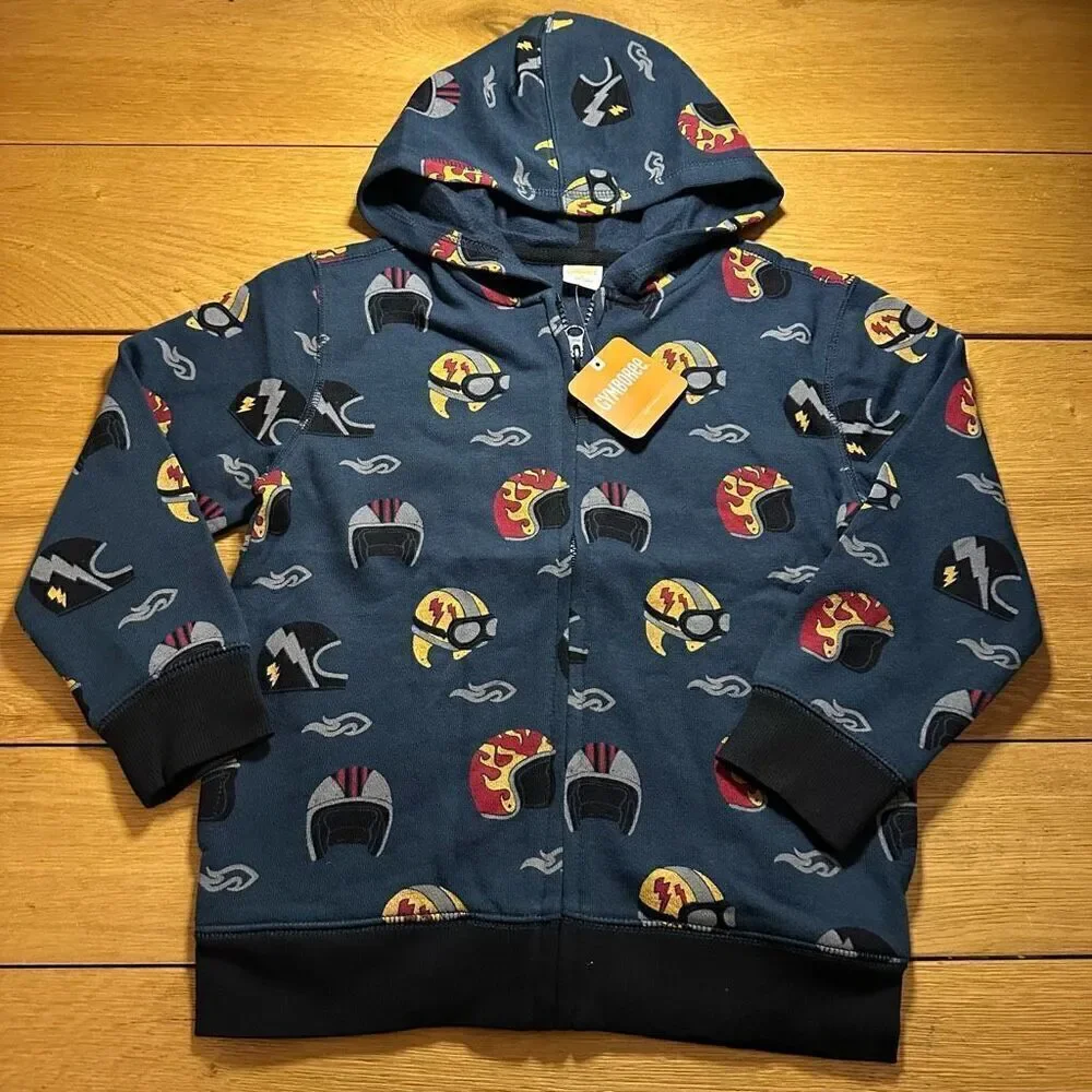 NWT Gymboree motorcycle zip up hoodie navy small 5/6